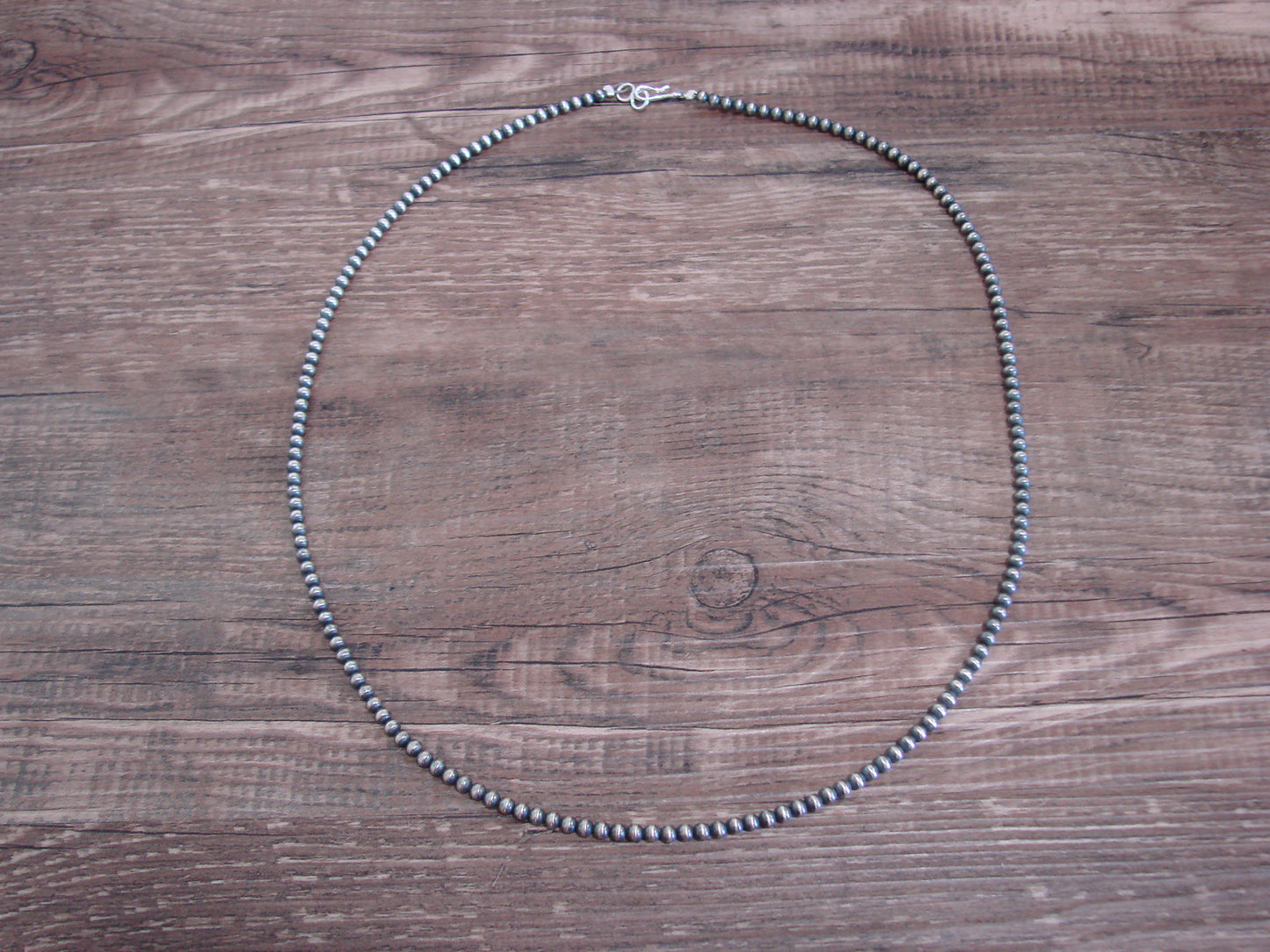 Native American Sterling Silver 3mm Navajo Pearl 20" Necklace - Mariano