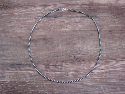 Native American Sterling Silver 3mm Navajo Pearl 20" Necklace - Mariano