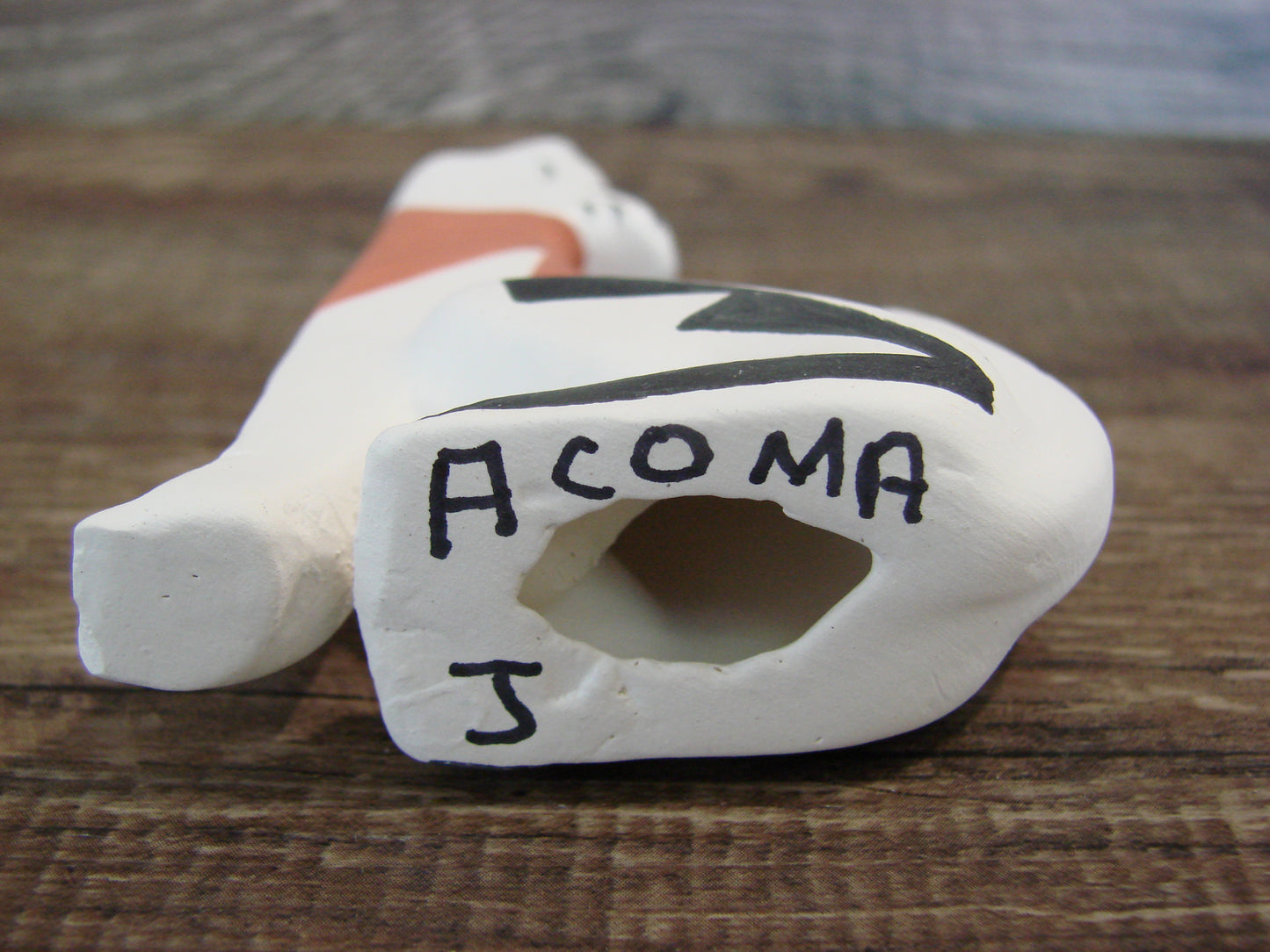 Small Native American Hand Painted Acoma Coyote Pottery by Chino