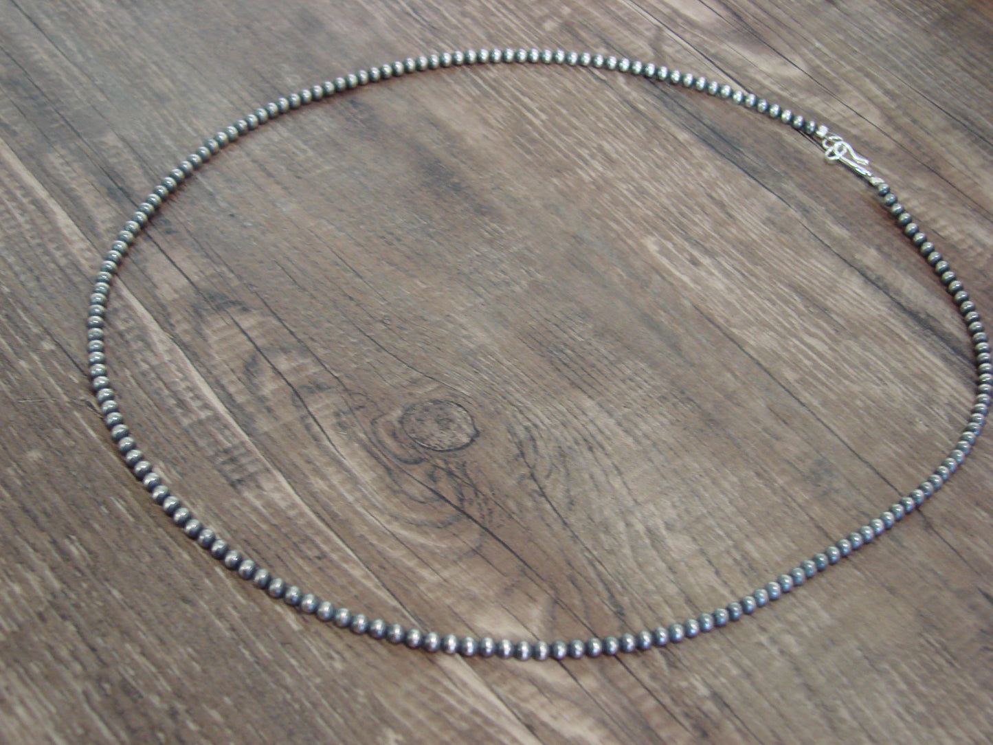 Native American Sterling Silver 3mm Navajo Pearl 20" Necklace - Mariano