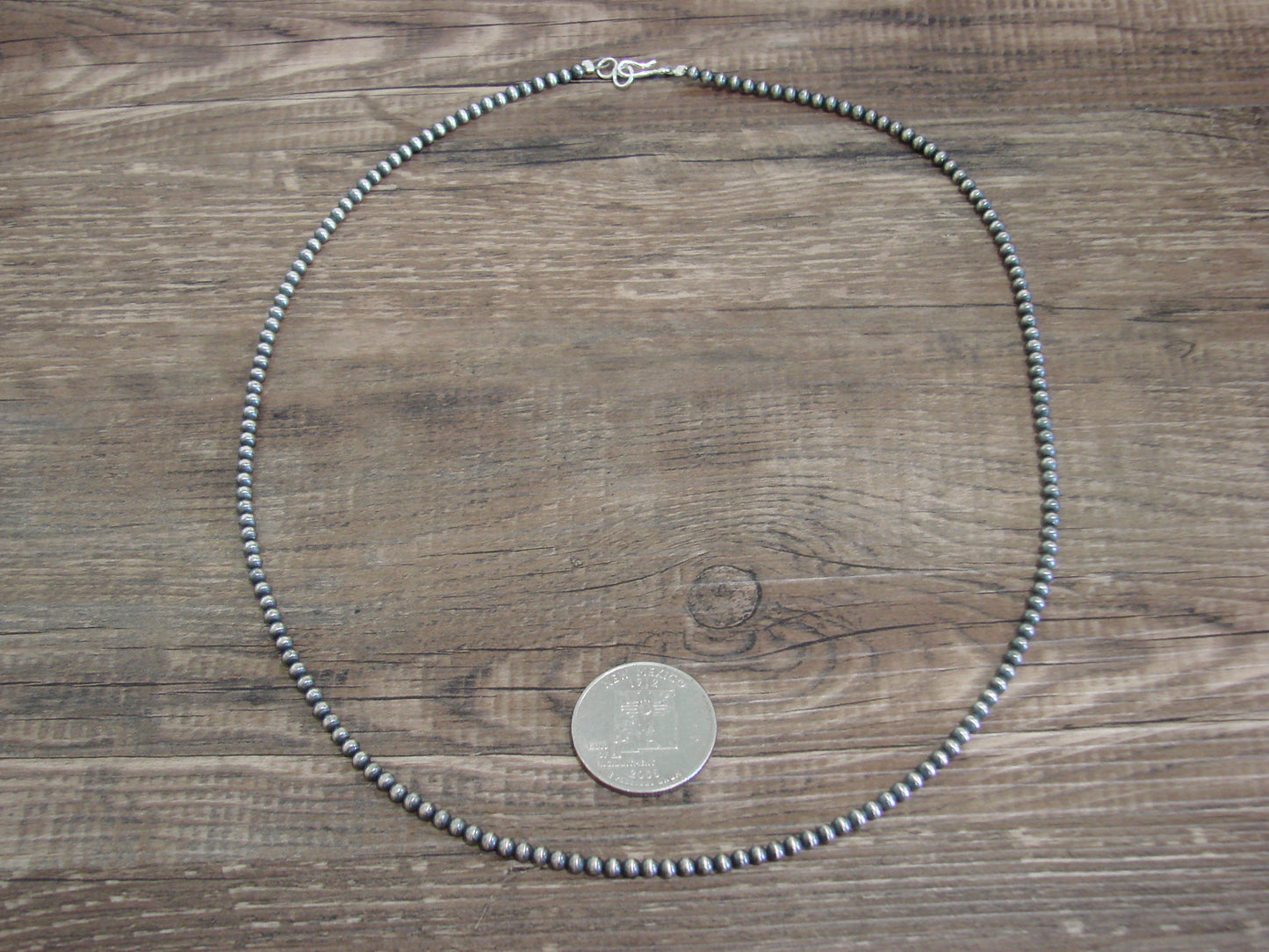 Native American Sterling Silver 3mm Navajo Pearl 20" Necklace - Mariano