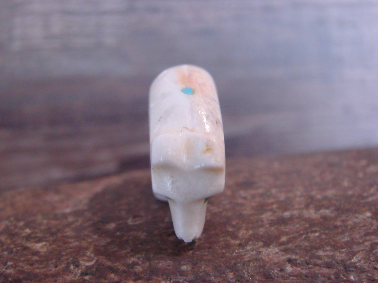 Native American Indian Hand Carved Alabaster Bear Fetish - B. Phillips