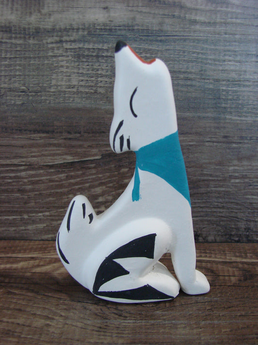 Small Native American Hand Painted Acoma Coyote Pottery by Chino