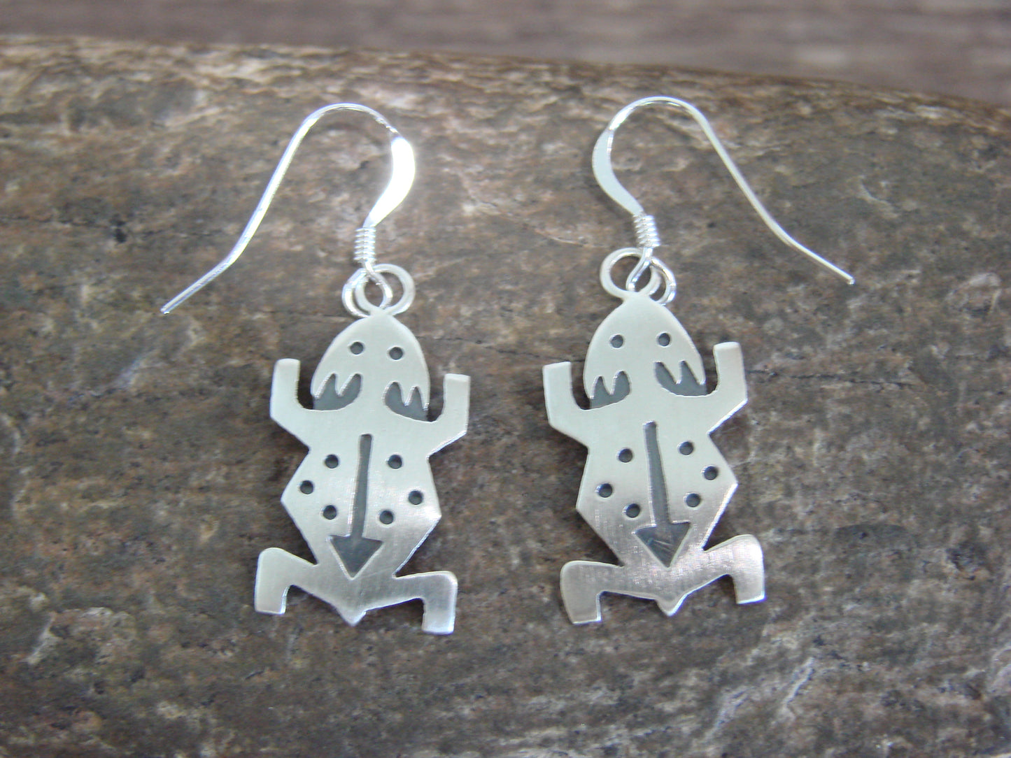 Native American Sterling Silver Horned Lizard Dangle Earrings by Gene