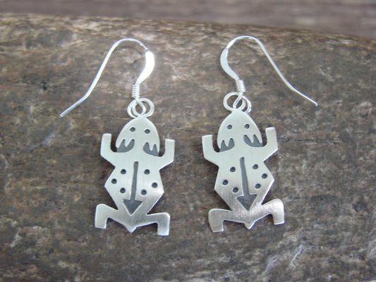 Native American Sterling Silver Horned Lizard Dangle Earrings by Gene