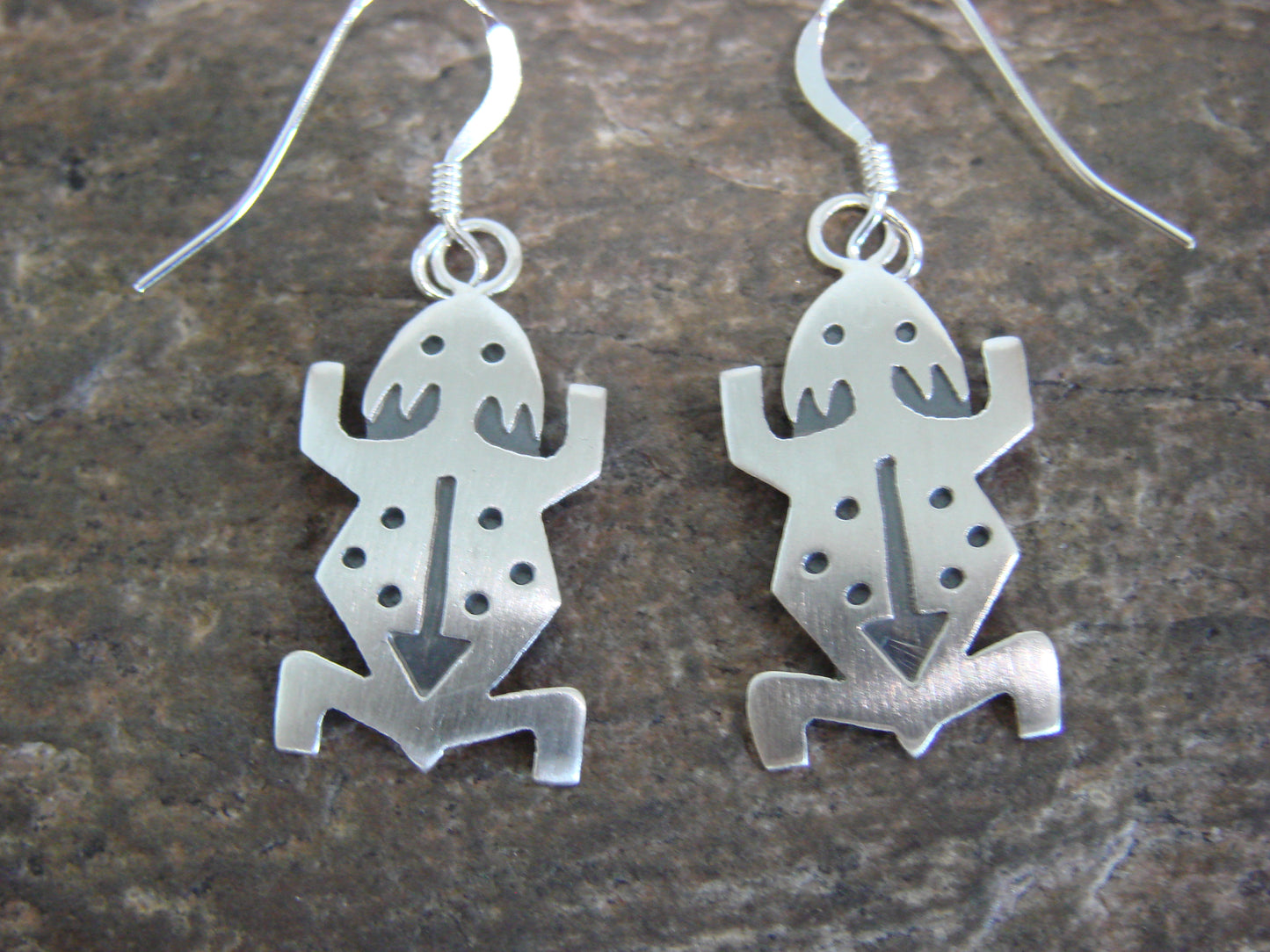 Native American Sterling Silver Horned Lizard Dangle Earrings by Gene