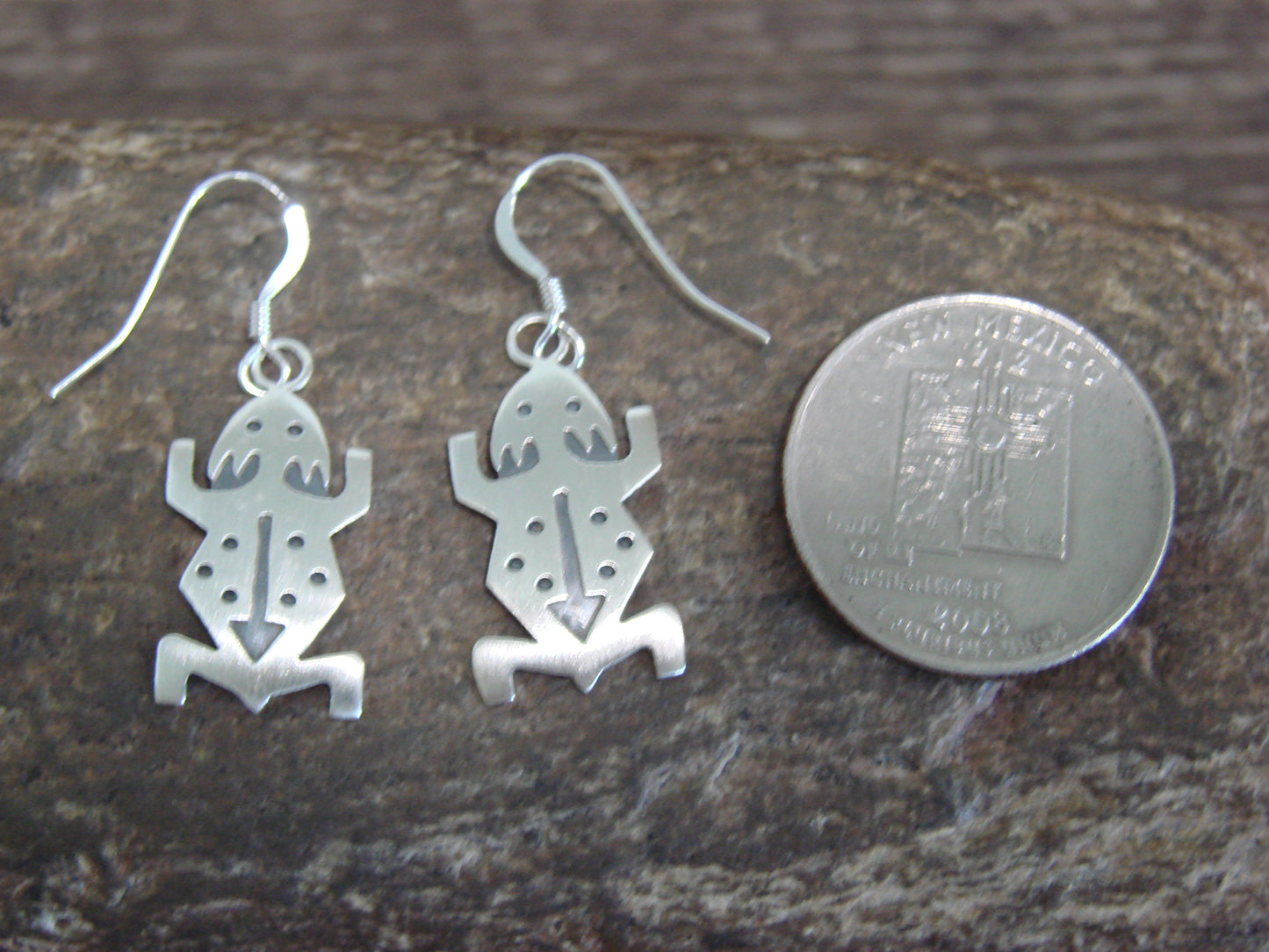 Native American Sterling Silver Horned Lizard Dangle Earrings by Gene