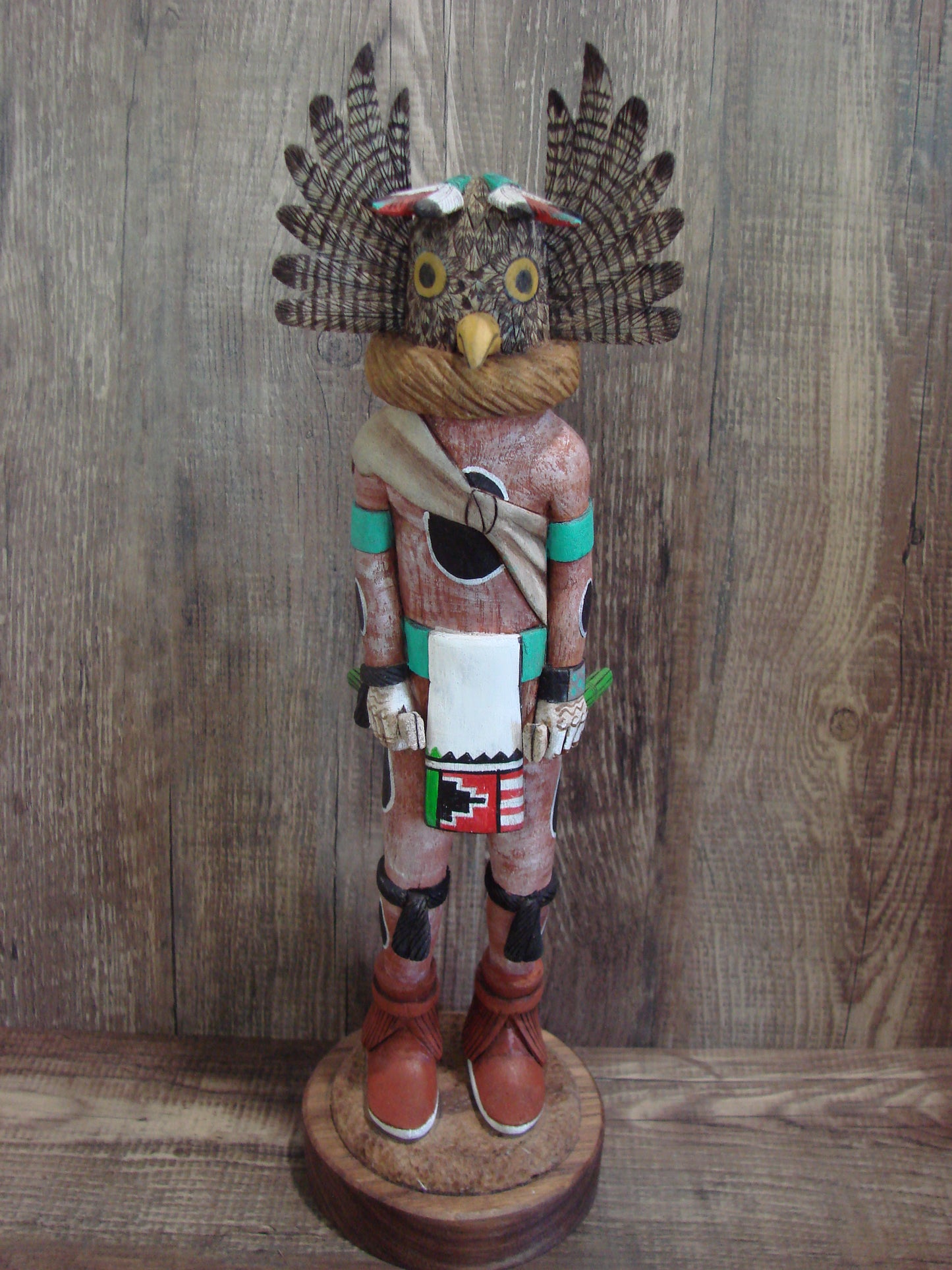 Hopi Indian Hand Carved Owl Warrior Shalako Kachina Dancer by Wilmer Kaye