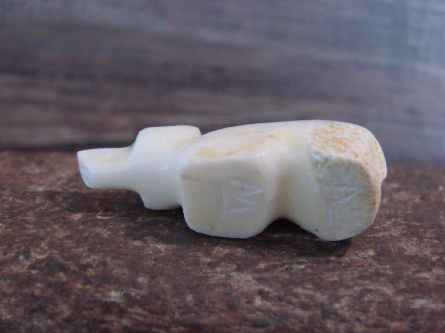Native American Indian Hand Carved Alabaster Bear Fetish - B. Phillips