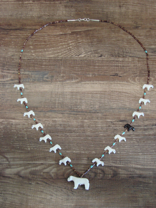 Native American Hand Carved Lamb Fetish Necklace - Laate