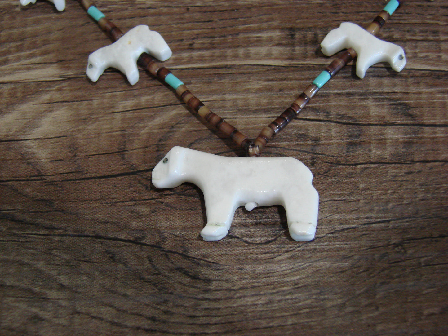 Native American Hand Carved Lamb Fetish Necklace - Laate