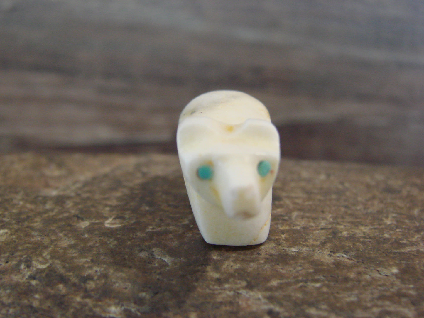 Native American Indian Hand Carved Alabaster Bear Fetish - B. Phillips