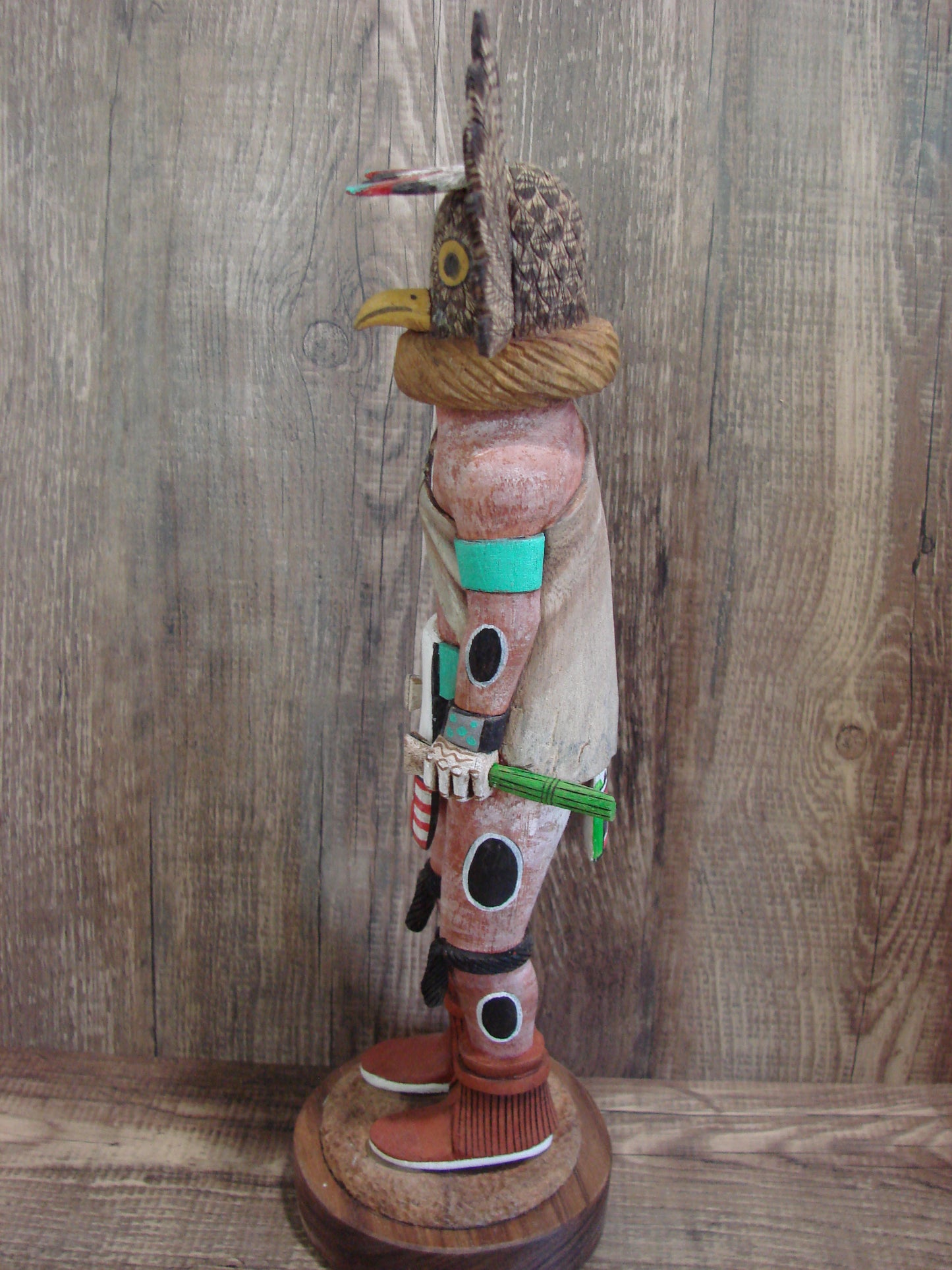 Hopi Indian Hand Carved Owl Warrior Shalako Kachina Dancer by Wilmer Kaye