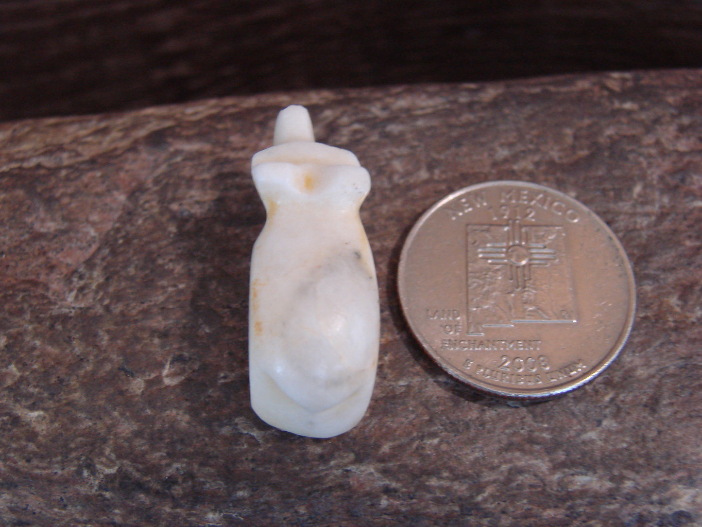 Native American Indian Hand Carved Alabaster Bear Fetish - B. Phillips