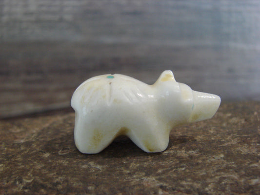 Native American Indian Hand Carved Alabaster Bear Fetish - B. Phillips