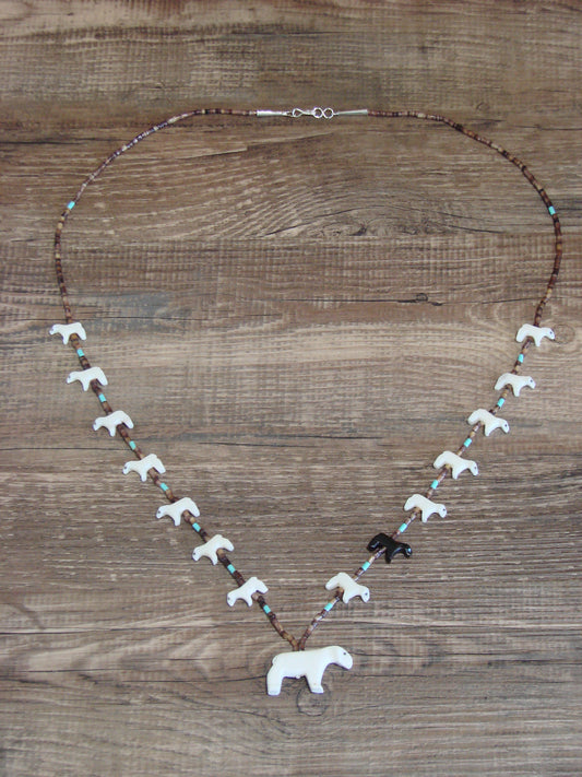 Native American Hand Carved Lamb Fetish Necklace - Laate