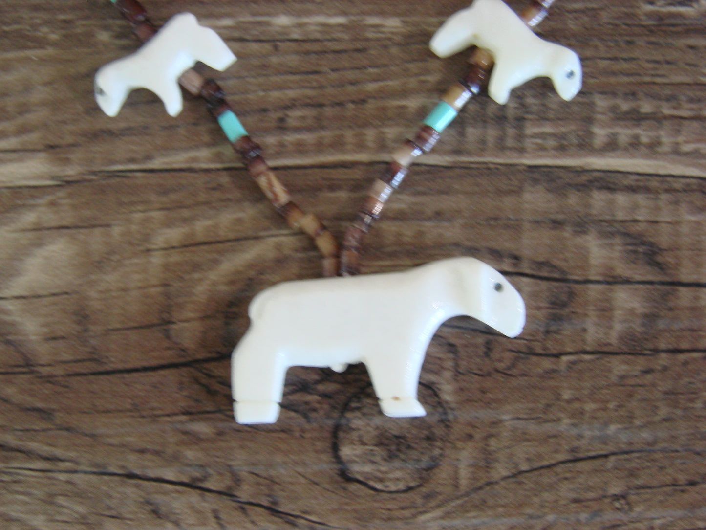 Native American Hand Carved Lamb Fetish Necklace - Laate