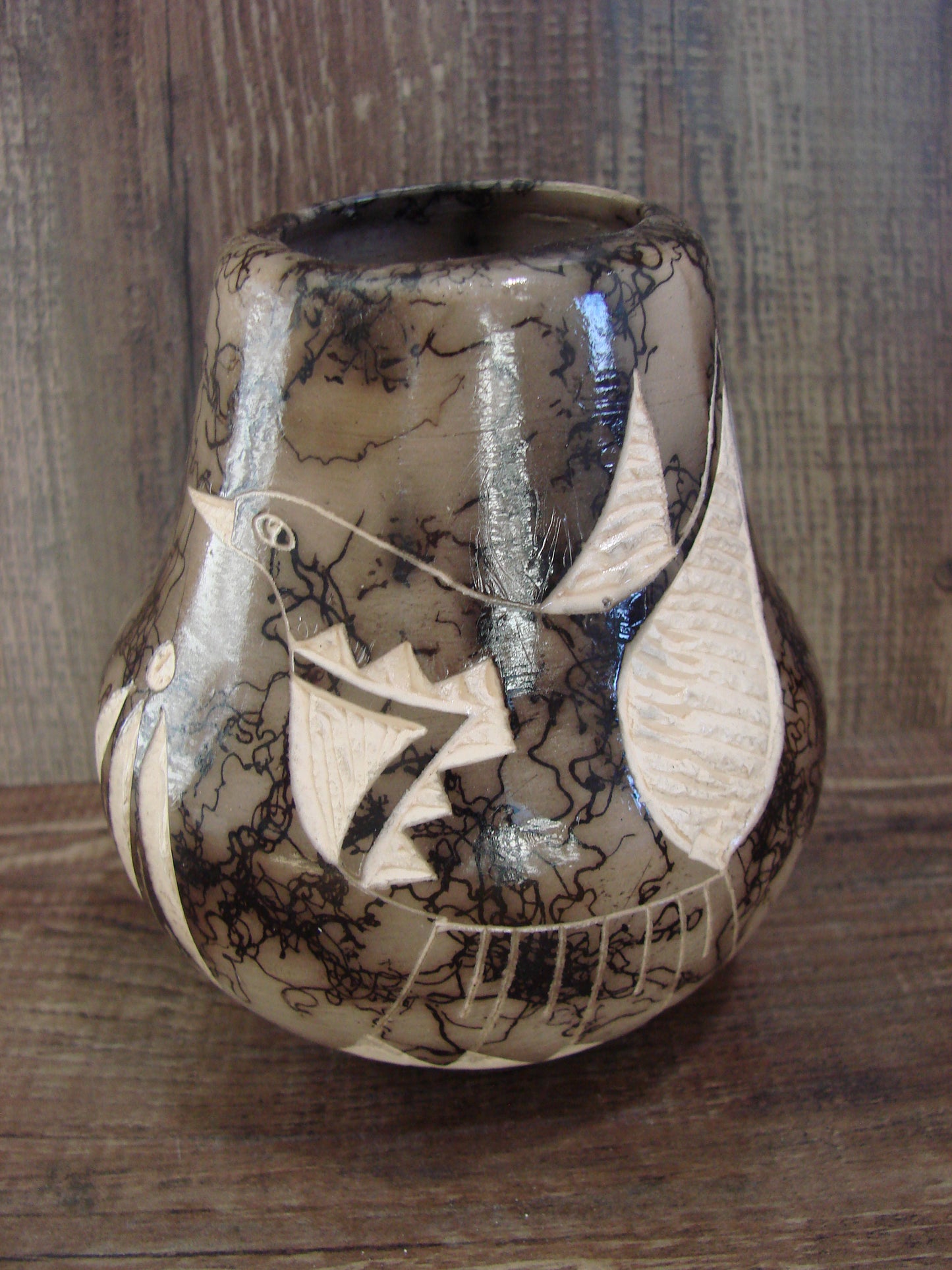 Native American Navajo Indian Horse Hair Pottery by Vail