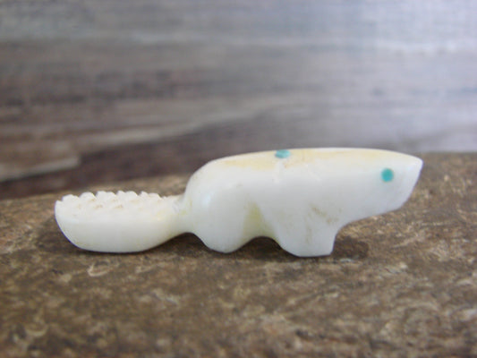 Native American Indian Hand Carved Alabaster Beaver Fetish - B. Phillips