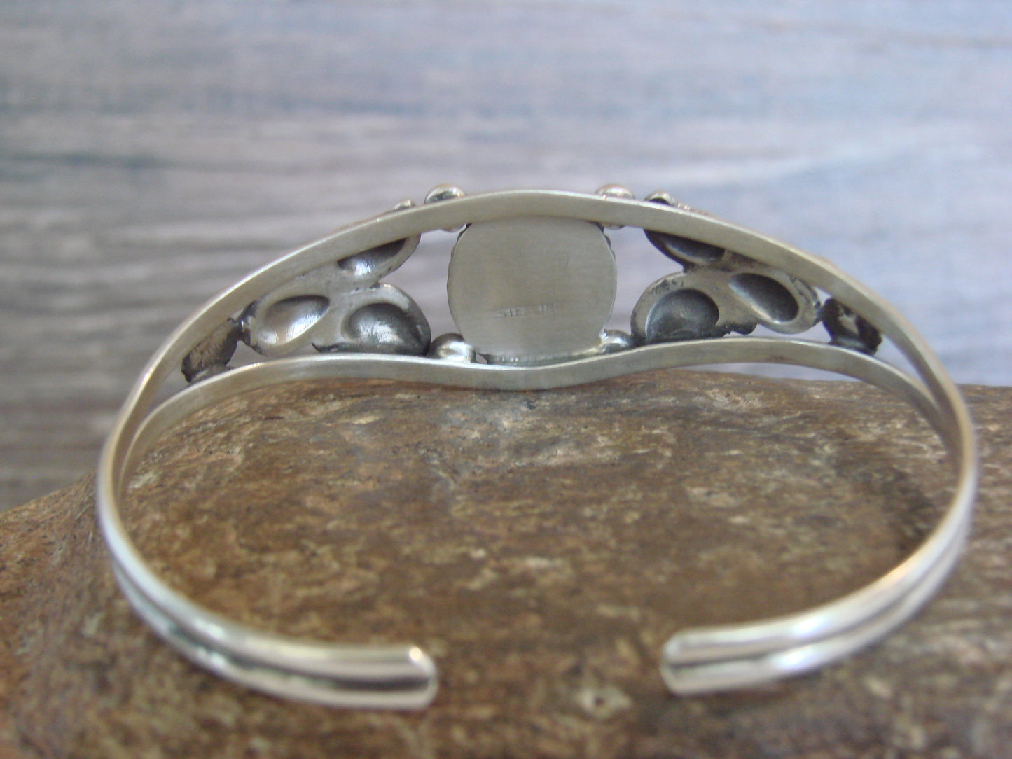 Native American Sterling Silver & Turquoise Feather Bracelet by Morgan