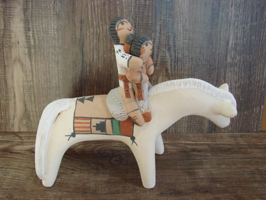 Native American Jemez Clay Hand Sculpted Horse Pottery Signed Fragua