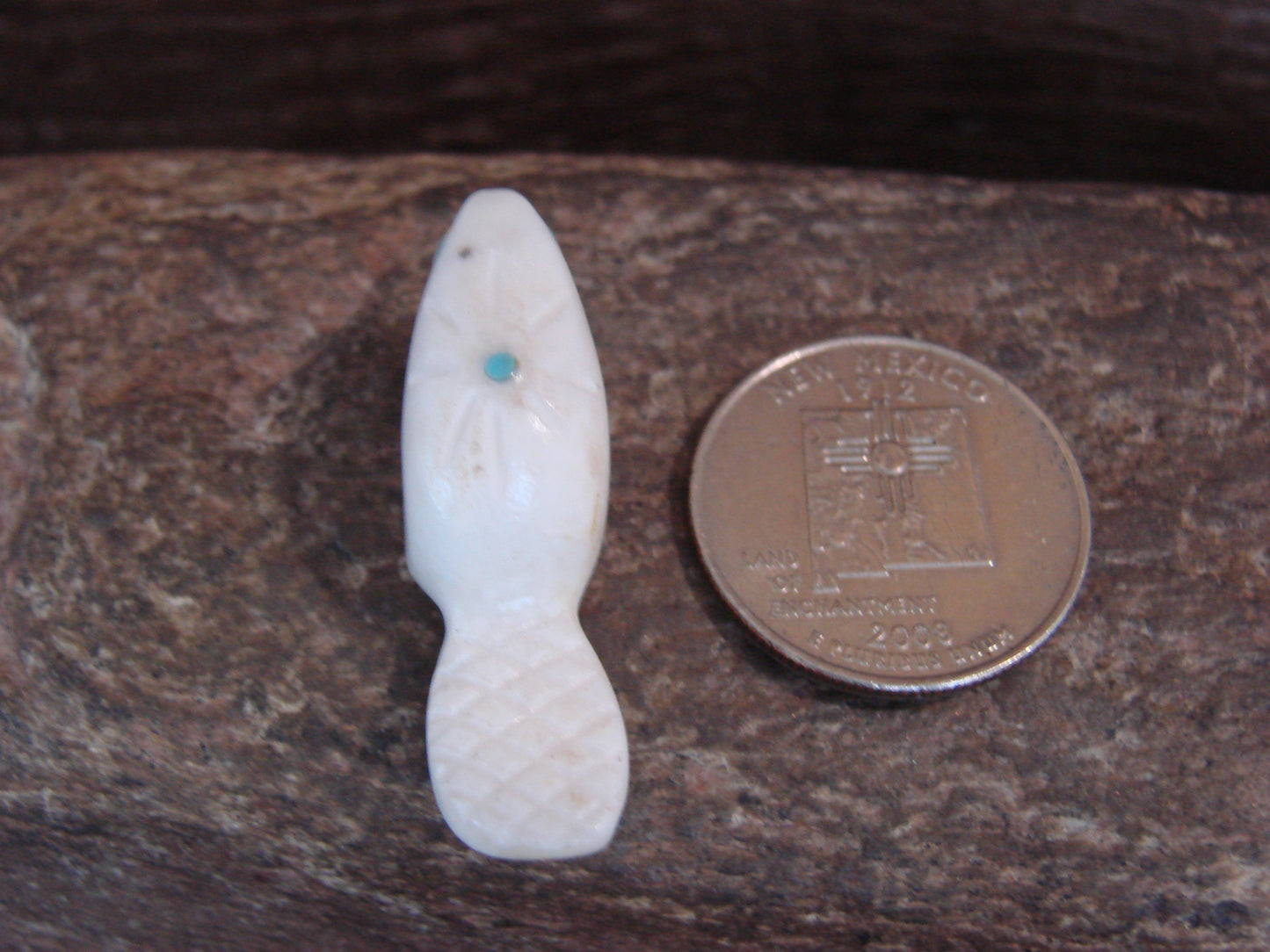 Native American Indian Hand Carved Alabaster Beaver Fetish - B. Phillips