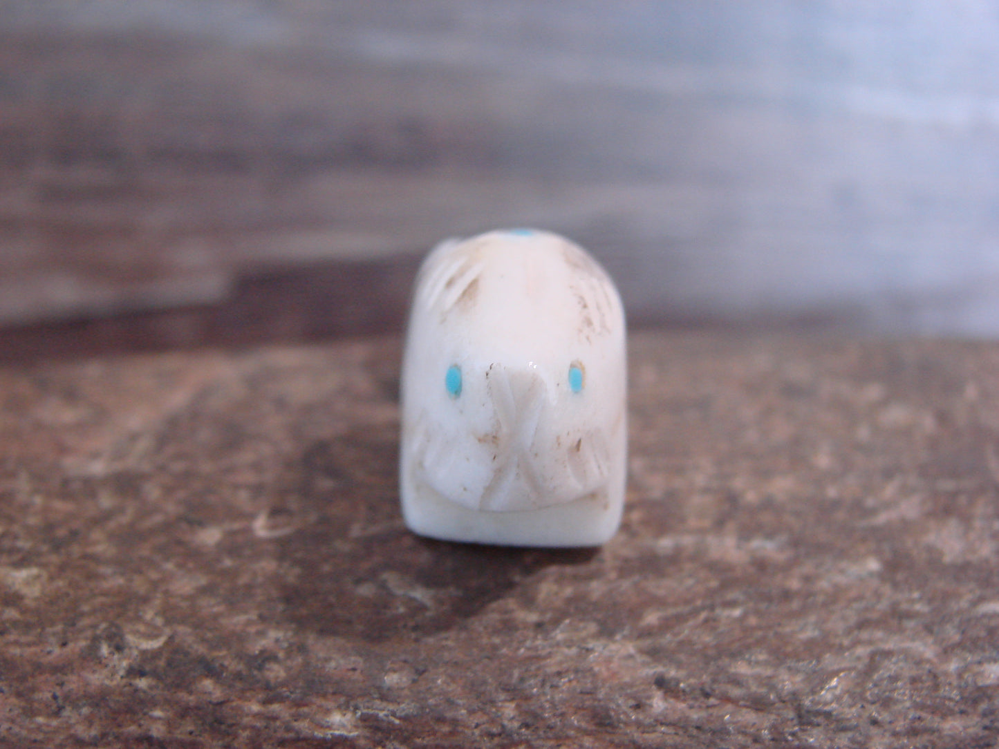Native American Indian Hand Carved Alabaster Beaver Fetish - B. Phillips