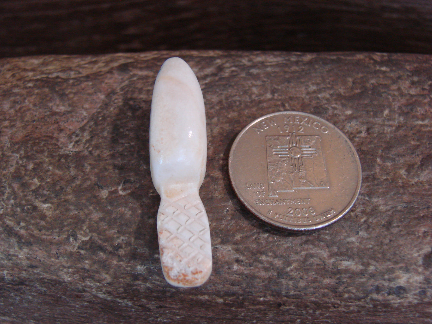 Native American Indian Hand Carved Alabaster Beaver Fetish - B. Phillips
