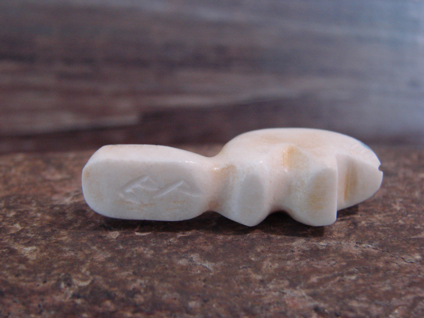 Native American Indian Hand Carved Alabaster Beaver Fetish - B. Phillips