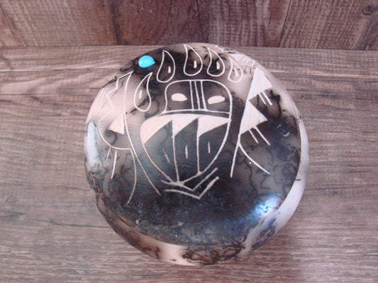 Native American Pottery Horse Hair Jewelry Trinket Box by Vail