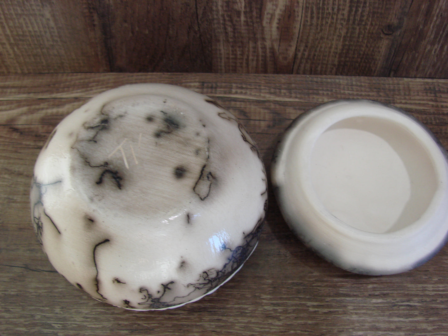 Native American Pottery Horse Hair Jewelry Trinket Box by Vail