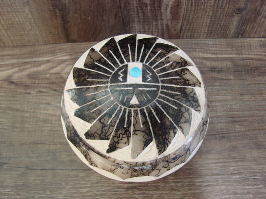 Native American Pottery Horse Hair Jewelry Trinket Box by Vail