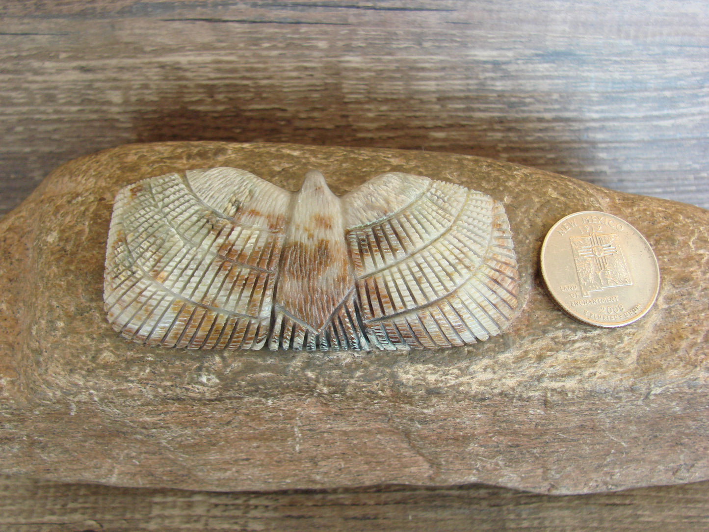 Native American Zuni Hand Carved Eagle Fetish - Lowsayatee