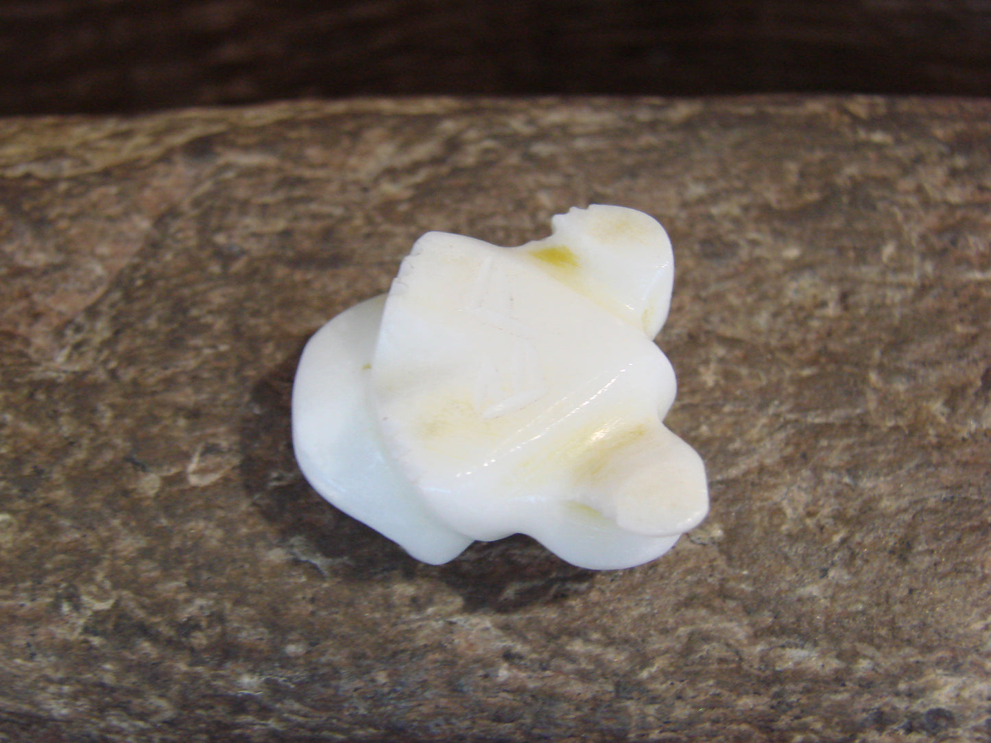 Native American Indian Hand Carved Alabaster Frog Fetish - B. Phillips