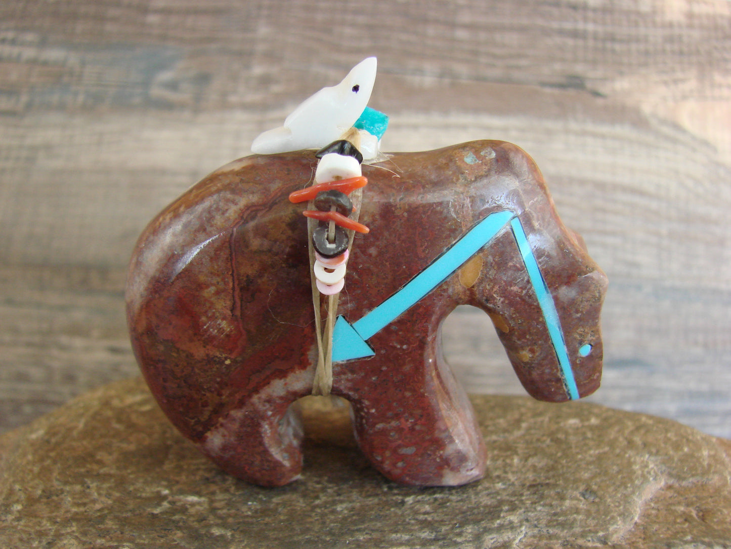 Native American Zuni Hand Carved Heart Line Bear Fetish- Laiwakete