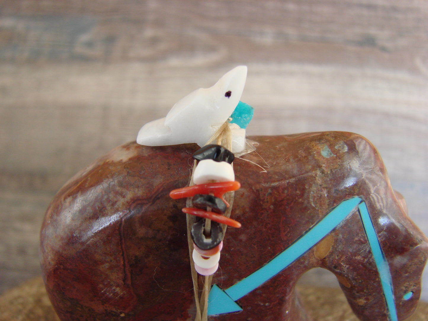 Native American Zuni Hand Carved Heart Line Bear Fetish- Laiwakete