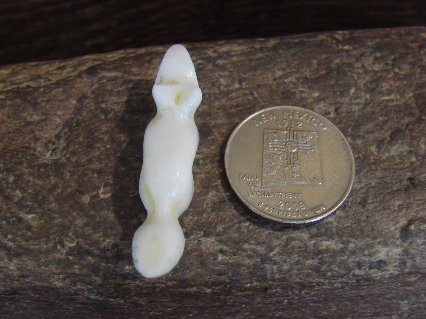 Native American Indian Hand Carved Alabaster Squirrel Fetish - B. Phillips