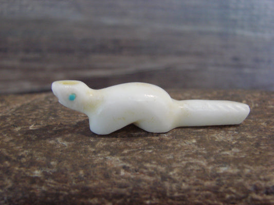 Native American Indian Hand Carved Alabaster Otter Fetish - B. Phillips