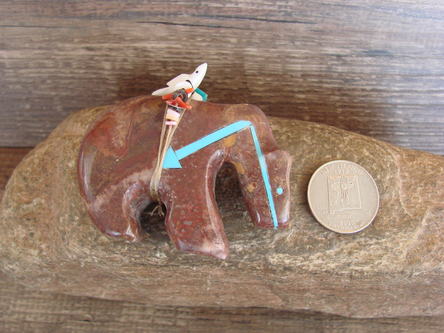 Native American Zuni Hand Carved Heart Line Bear Fetish- Laiwakete