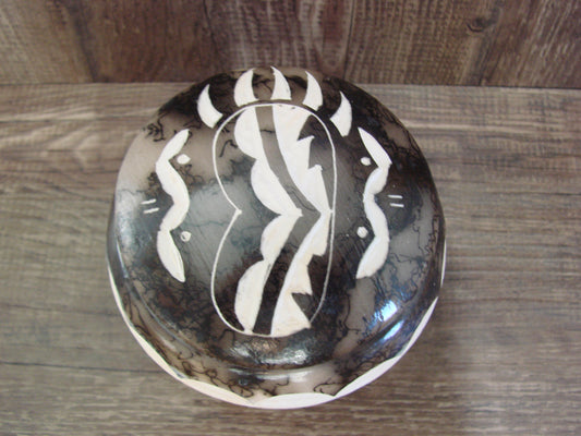 Native American Pottery Horse Hair Jewelry Trinket Box by Vail