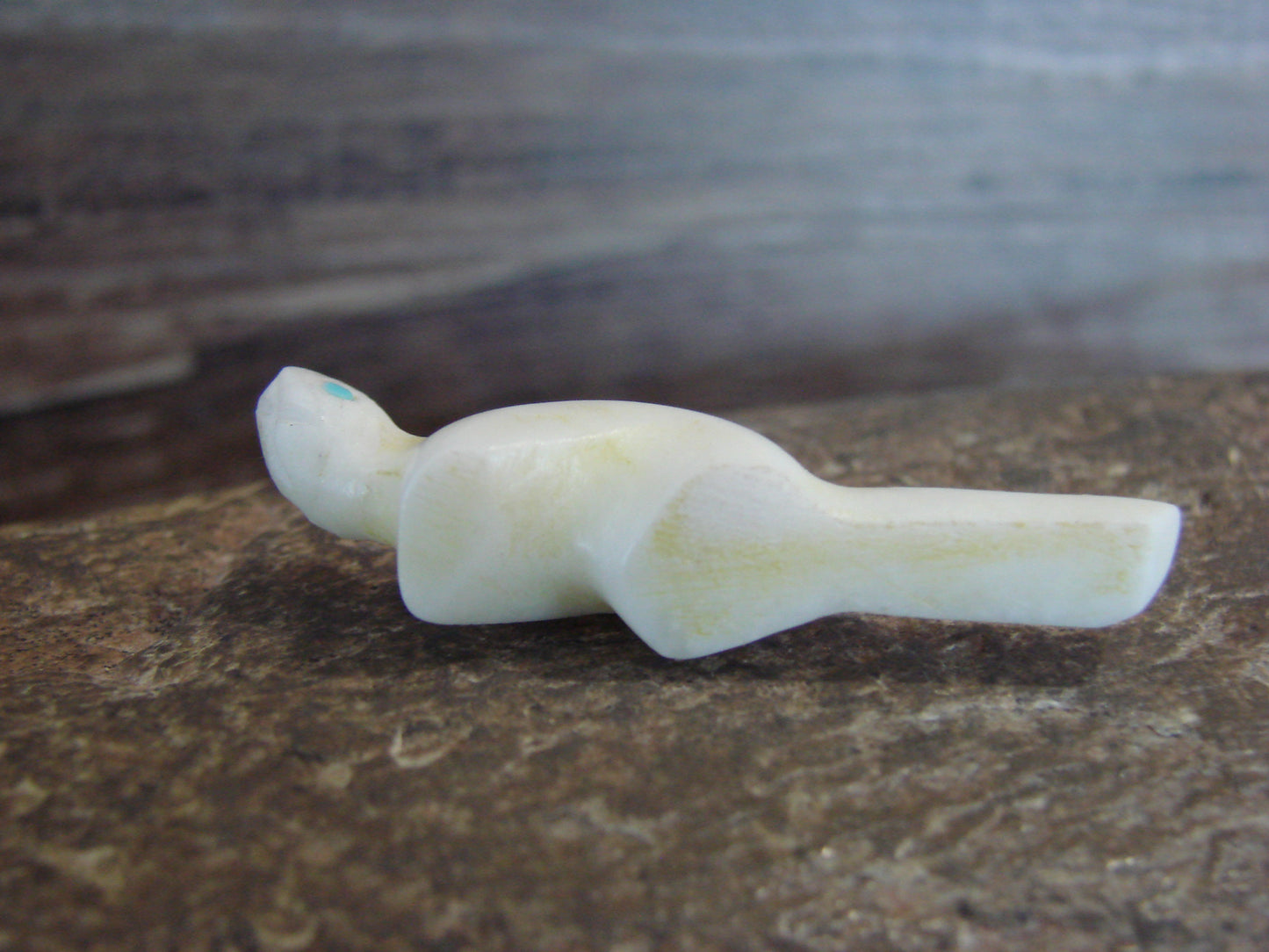 Native American Indian Hand Carved Alabaster Otter Fetish - B. Phillips