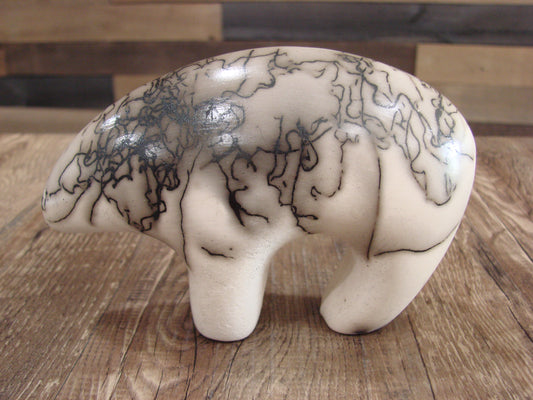 Small Native American Pottery Horse Hair Bear Sculpture by Vail