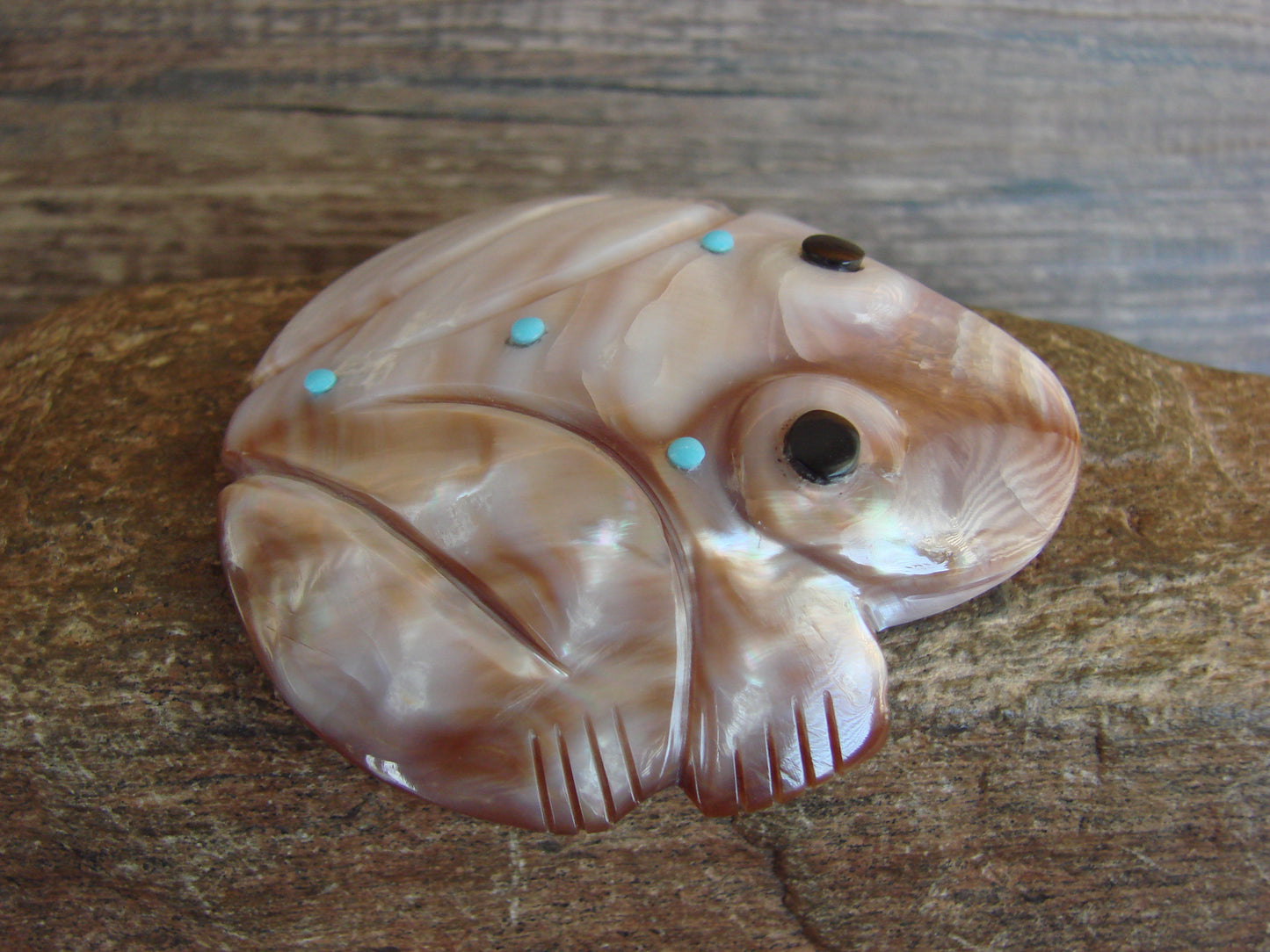 Native American Zuni Indian Shell Frog Fetish by Lunasee