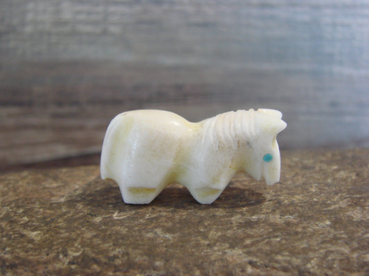 Native American Indian Hand Carved Alabaster Horse Fetish - B. Phillips
