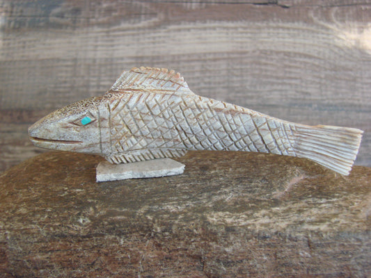 Native American Zuni Indian Hand Carved Antler Fish Fetish- Etsate