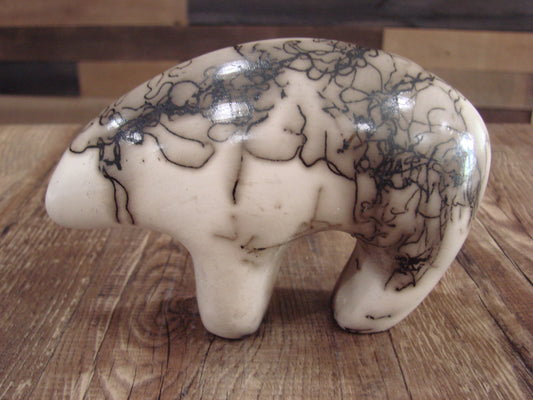 Small Native American Pottery Horse Hair Bear Sculpture by Vail