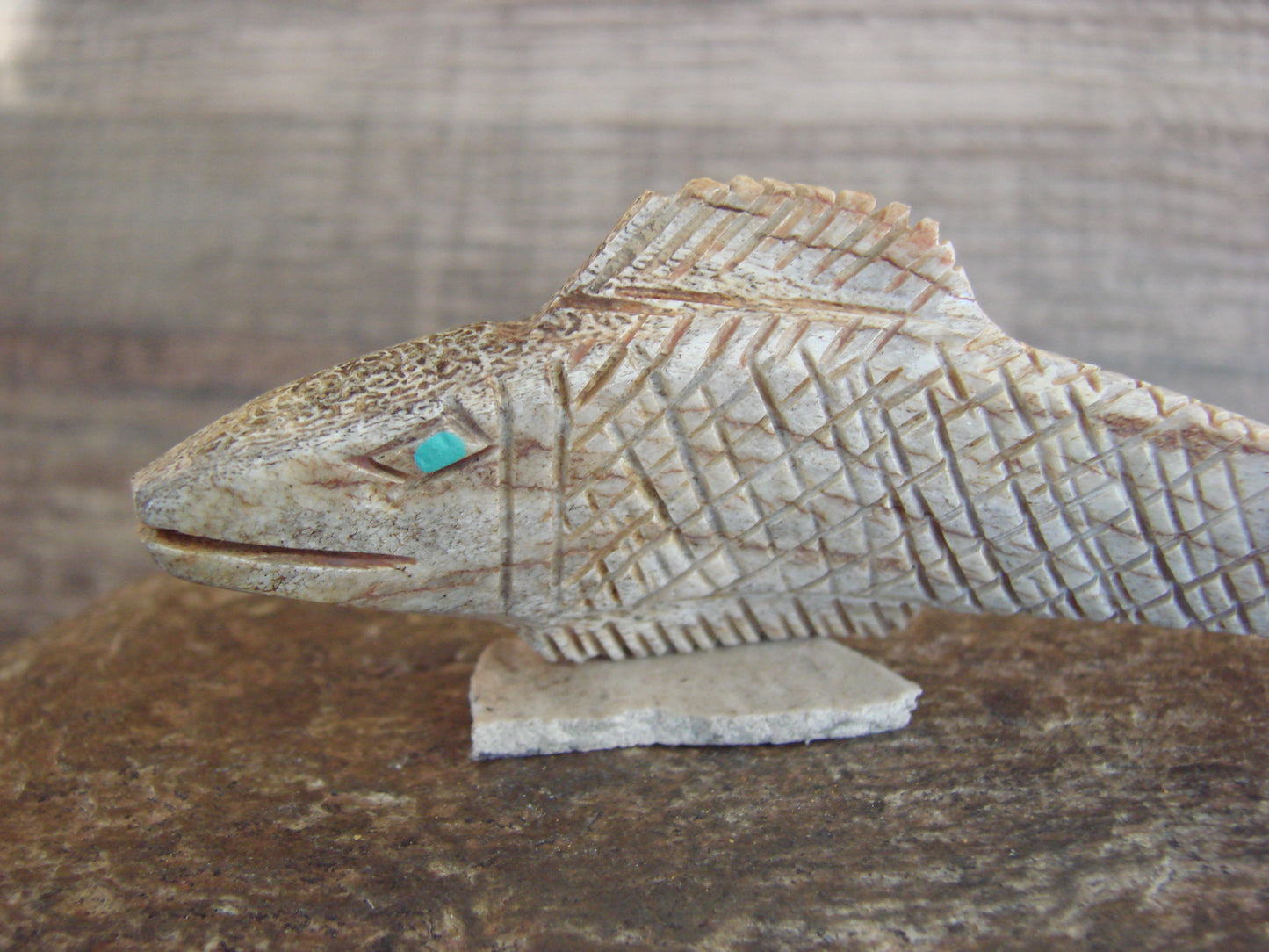 Native American Zuni Indian Hand Carved Antler Fish Fetish- Etsate