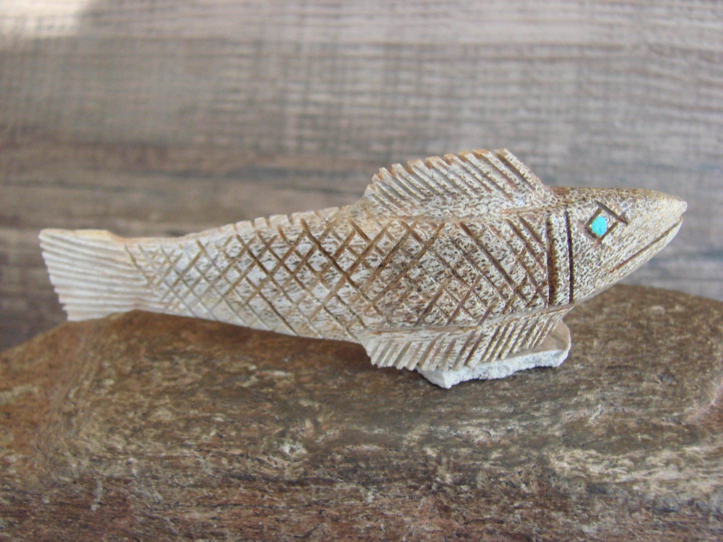 Native American Zuni Indian Hand Carved Antler Fish Fetish- Etsate
