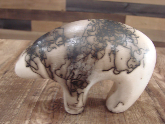 Small Native American Pottery Horse Hair Bear Sculpture by Vail