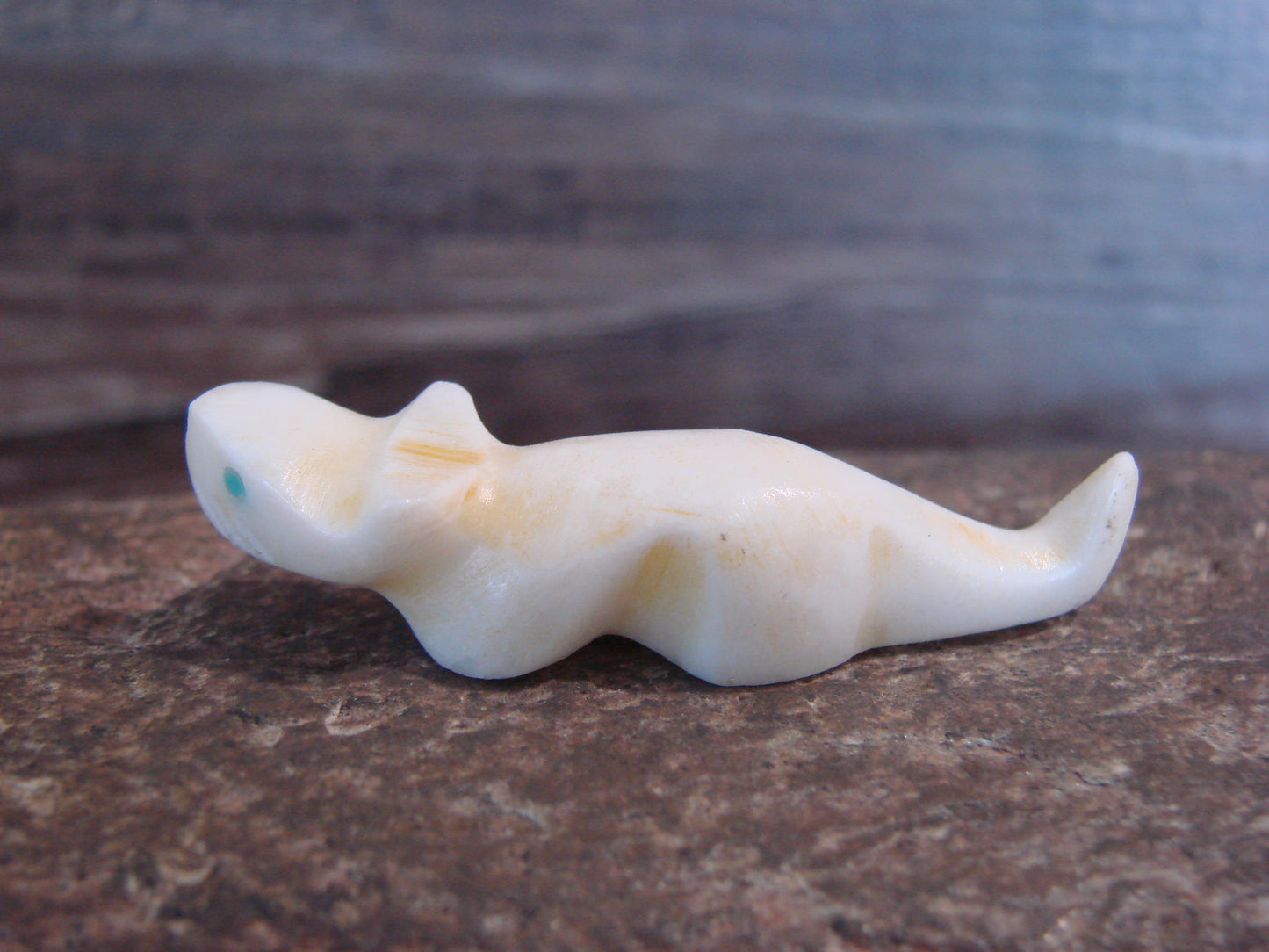 Native American Indian Hand Carved Alabaster Mountain Lion Fetish - B. Phillips
